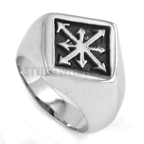 Stainless Steel Ring Gothic Magic 8 Pointed Chaos Star Cross Ring Fashion Jewelry SWR0170 - Click Image to Close